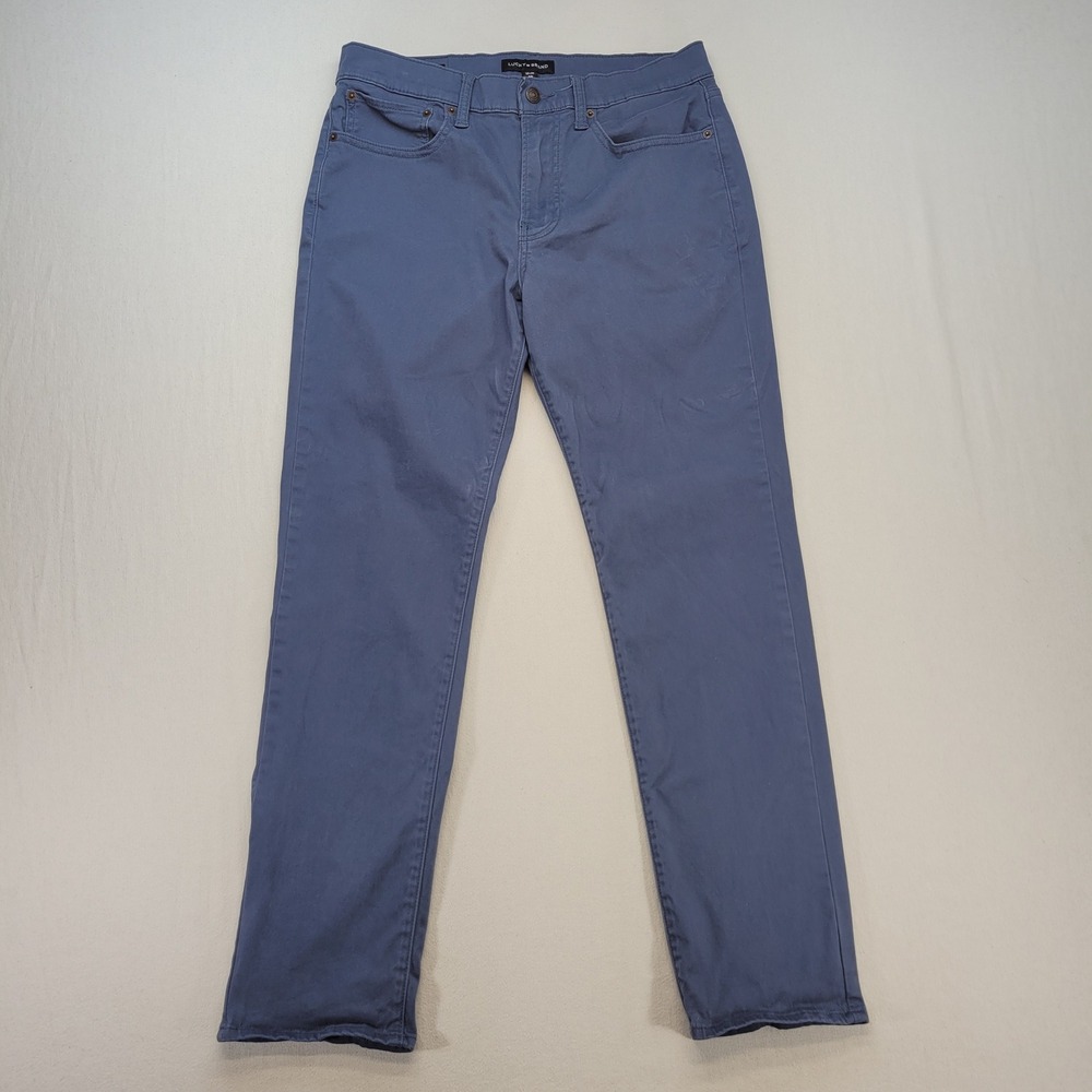 Lucky Brand 121 Slim Straight Men 32x30 Blue Chino Pants Stretch 5-Pocket Cotton